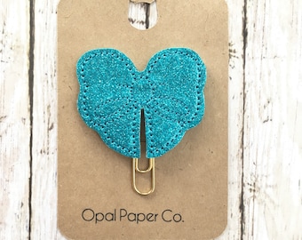 Paillettes bleues Bow planificateur clip