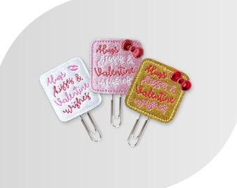 Handgemachte Valentinstag Planer Clip | Herz & Schleife