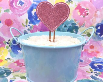 Pink Glitter Heart Planner Clip