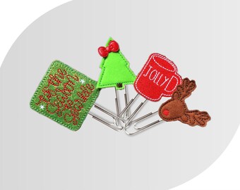 Ensemble de clips pour agenda de Noël | Pinces des Fêtes en feutre faites main