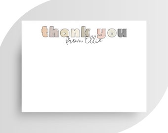 Lot de cartes de remerciements personnalisées | Papeterie plate moderne