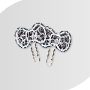 Bow Planner Clip | Leopard Planner Clip | Snow Leopard Planner Clip | Animal Print Planner Clip | Glitter Planner Clip