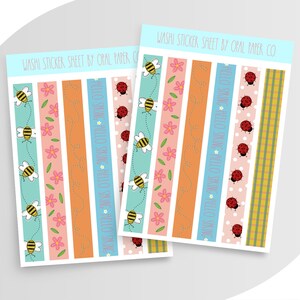 Spring Washi Sticker Sheet | Washi Stickers | Washi | Spring Stickers | Bee Stickers | Flower Stickers | Planner Stickers | Planner Washi