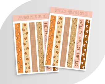 Feuille d'autocollants neutres Boho Planner en Washi