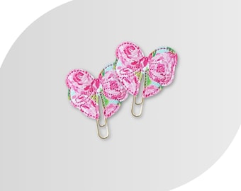 Agrafe pour agenda florale avec noeud | Trombone doré géant