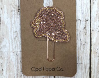 Clip de planificateur de silhouette de père Noël en or rose scintillant