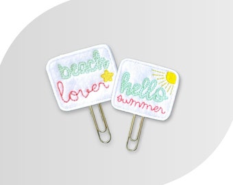 Agrafe pour agenda d'été | Thème plage brodé