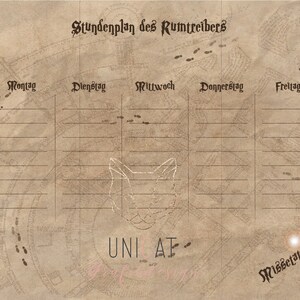 Timetable Marauder A4 digital download image 2