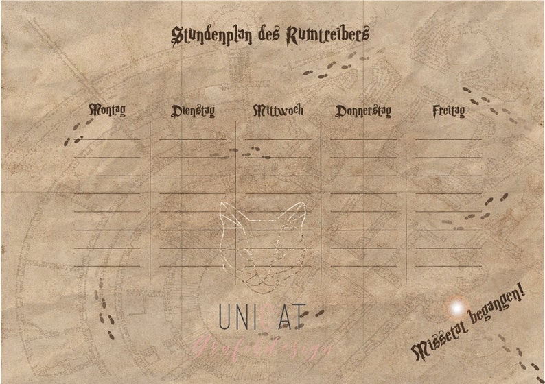 Timetable Marauder A4 digital download image 2