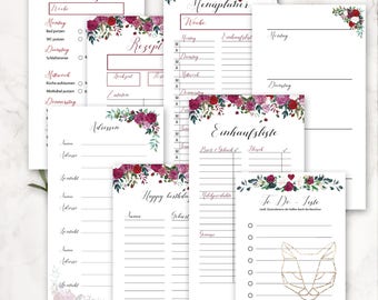 Kalendereinlagen Set "Rosen" für Ringplaner, Personal, 15 Seiten