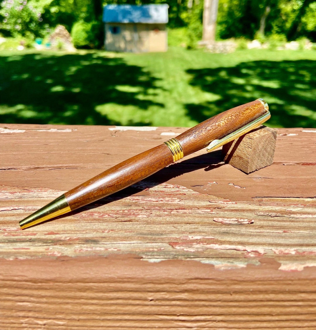Ziricote Wood Pen With Gold Finishing, Handmade Wood Pen Etsy