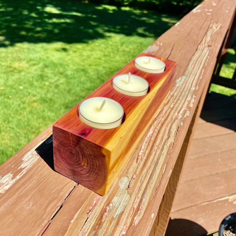 4.5x18.5x4.5 Wood Candle Holder Black main image 1