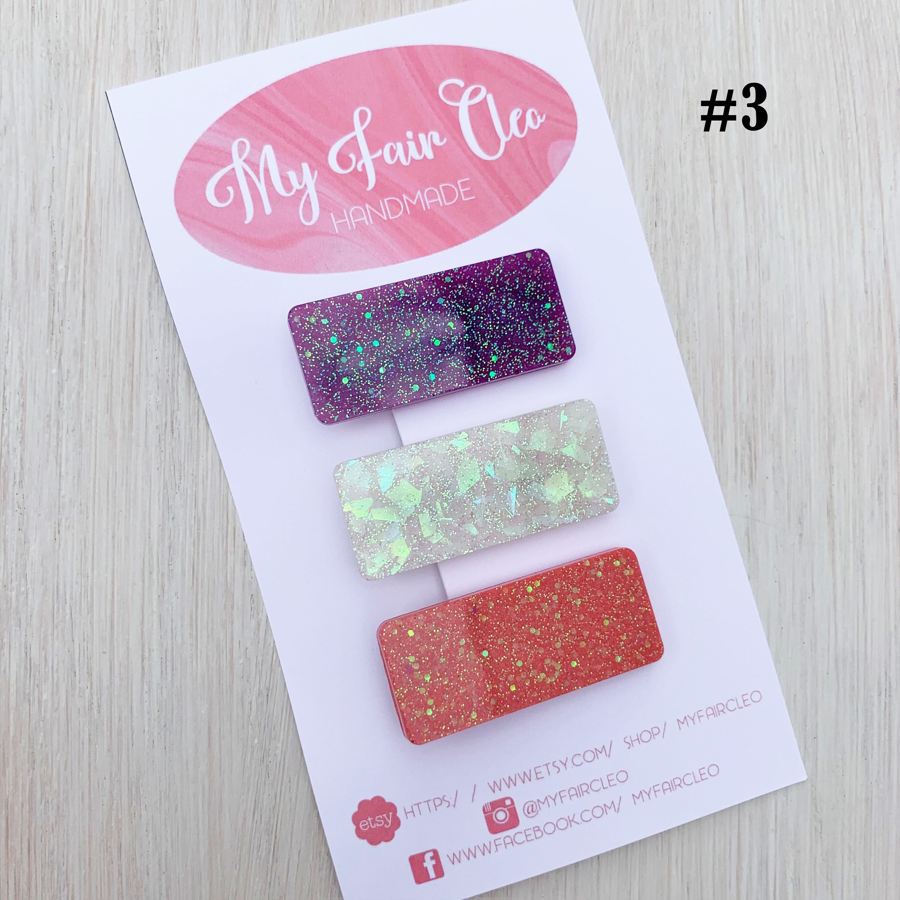 Glitter fun sparkle hair clips Etsy