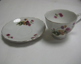 SPRING FLOWER 20/135 Japan Gold Trim Floral China Cup and Saucer