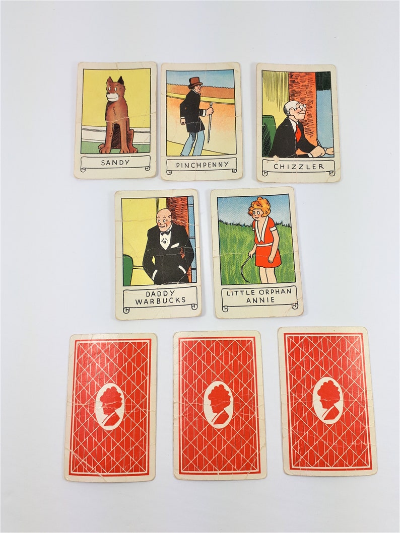 Little Orphan Annie Rummy Card Game Complete Set of 35 Cards Whitman Vintage 1935