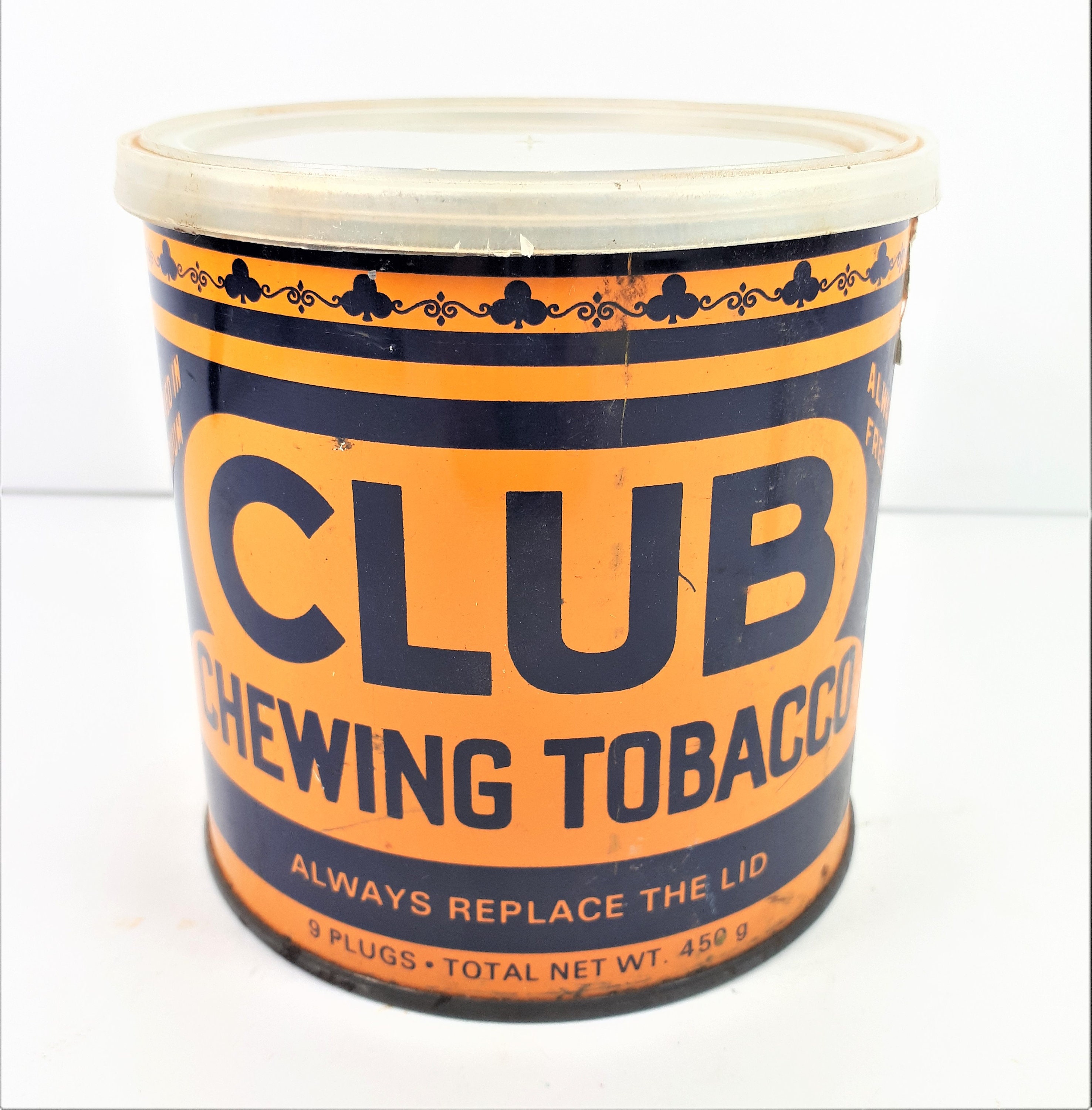 Club Chewing Tobacco Tin Can, Tobacco Canister With Lid