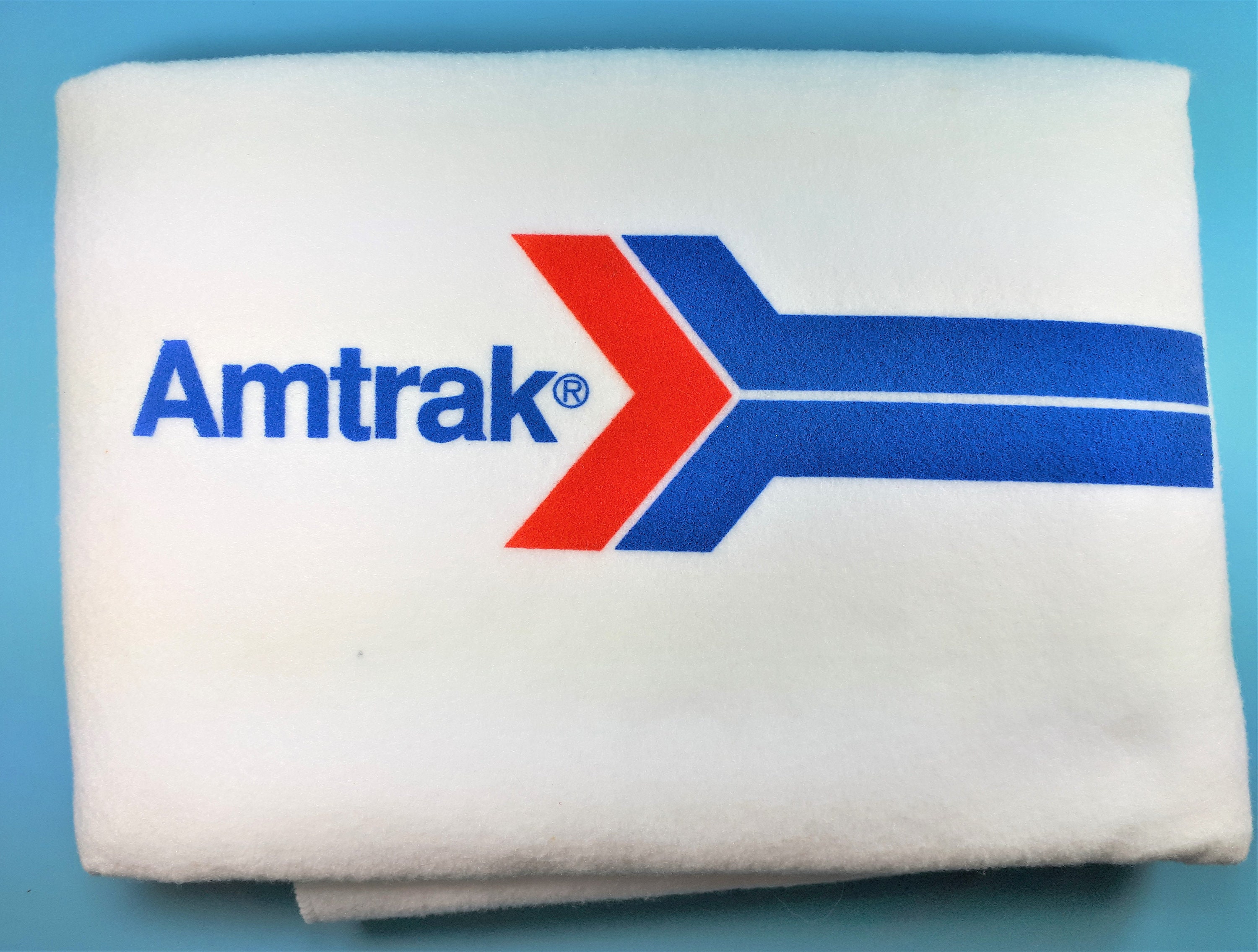 Amtrak Souvenir Blanket 50 x 60 White with Amtrak Etsy