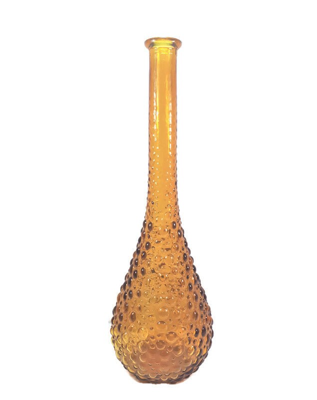 Italian Empoli Amber Bubble Glass Decanter Art Glass Genie
