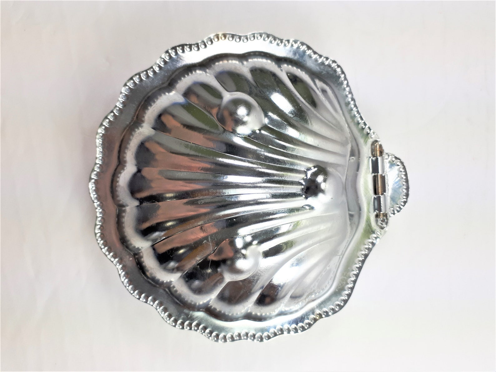 Silver Shell Sugar Bowl With Blue Glass Insert Chrome Sugar Etsy