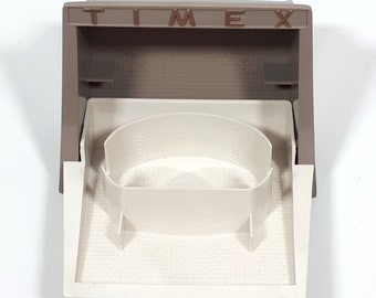 Vintage Timex Wrist Watch Presentation Box, BOX ONLY, Plastic, Beige, Watch Box, Watch Display