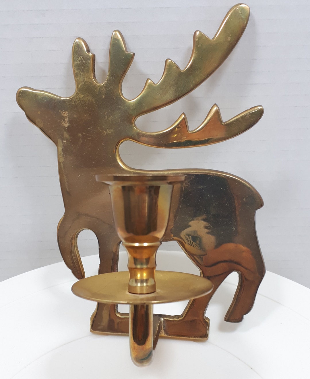 Solid Brass Reindeer Holder Tapered Candle Holder 6.5 Etsy