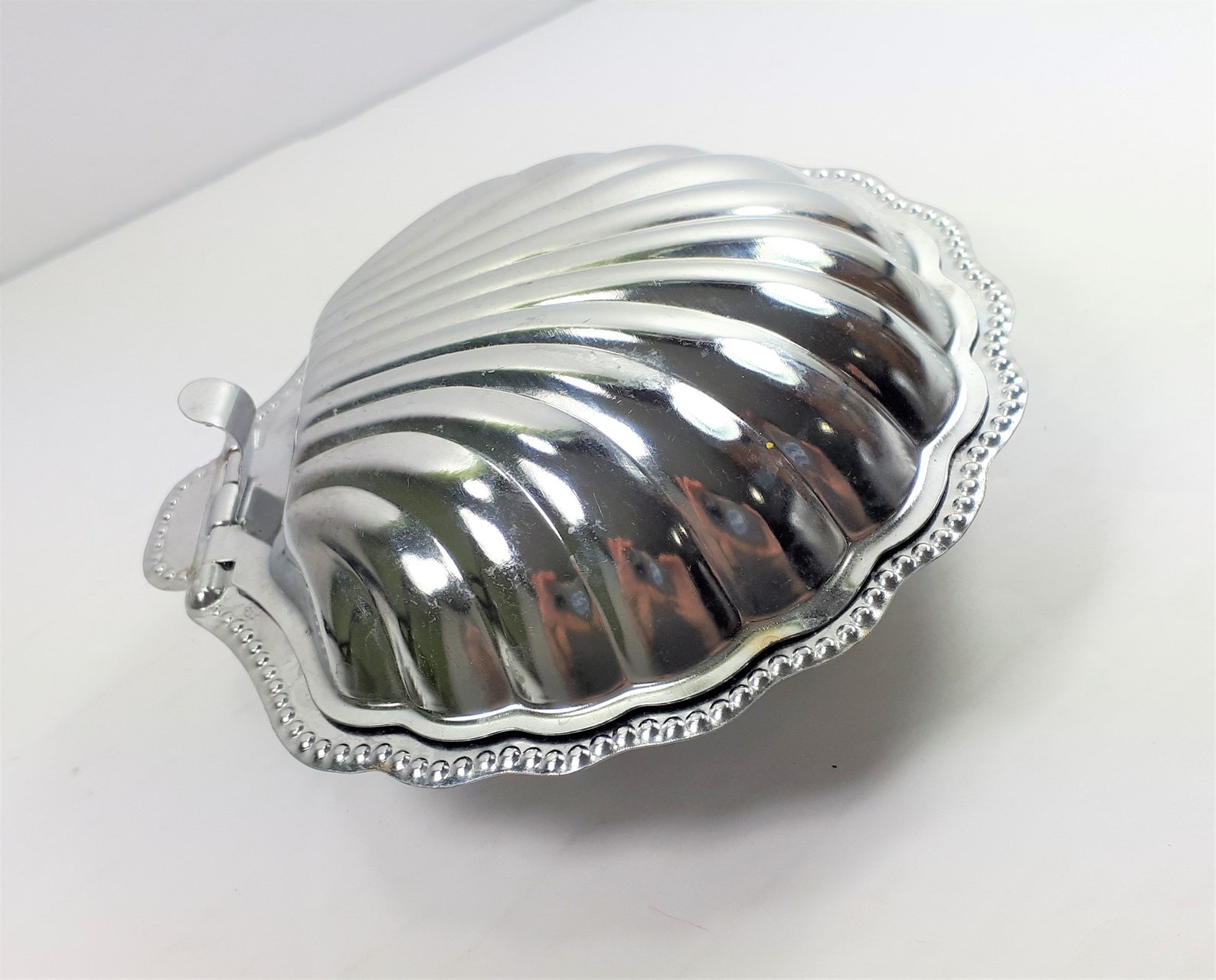 Silver Shell Sugar Bowl With Blue Glass Insert Chrome Sugar Etsy