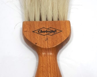 1960s Wood Barber's Brush, Neck Duster Brush, Charlescraft, Nylon Bristles, Bathroom Decor, Shaving Collectible