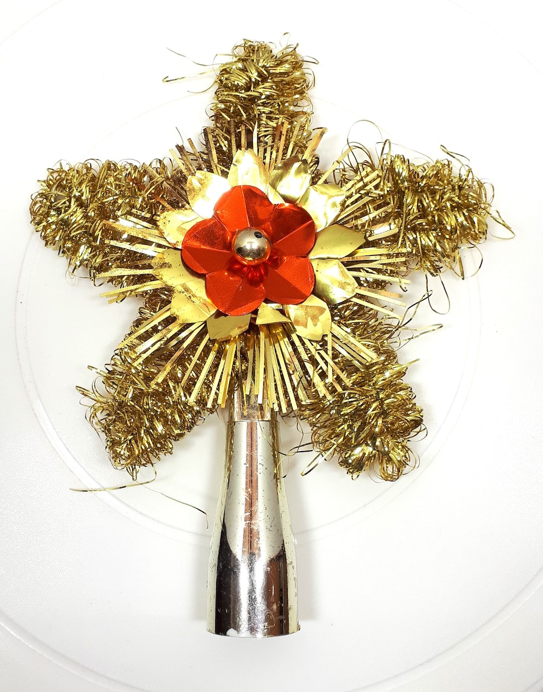 Gold Star Tinsel Christmas Tree Topper NOT Illuminated Etsy