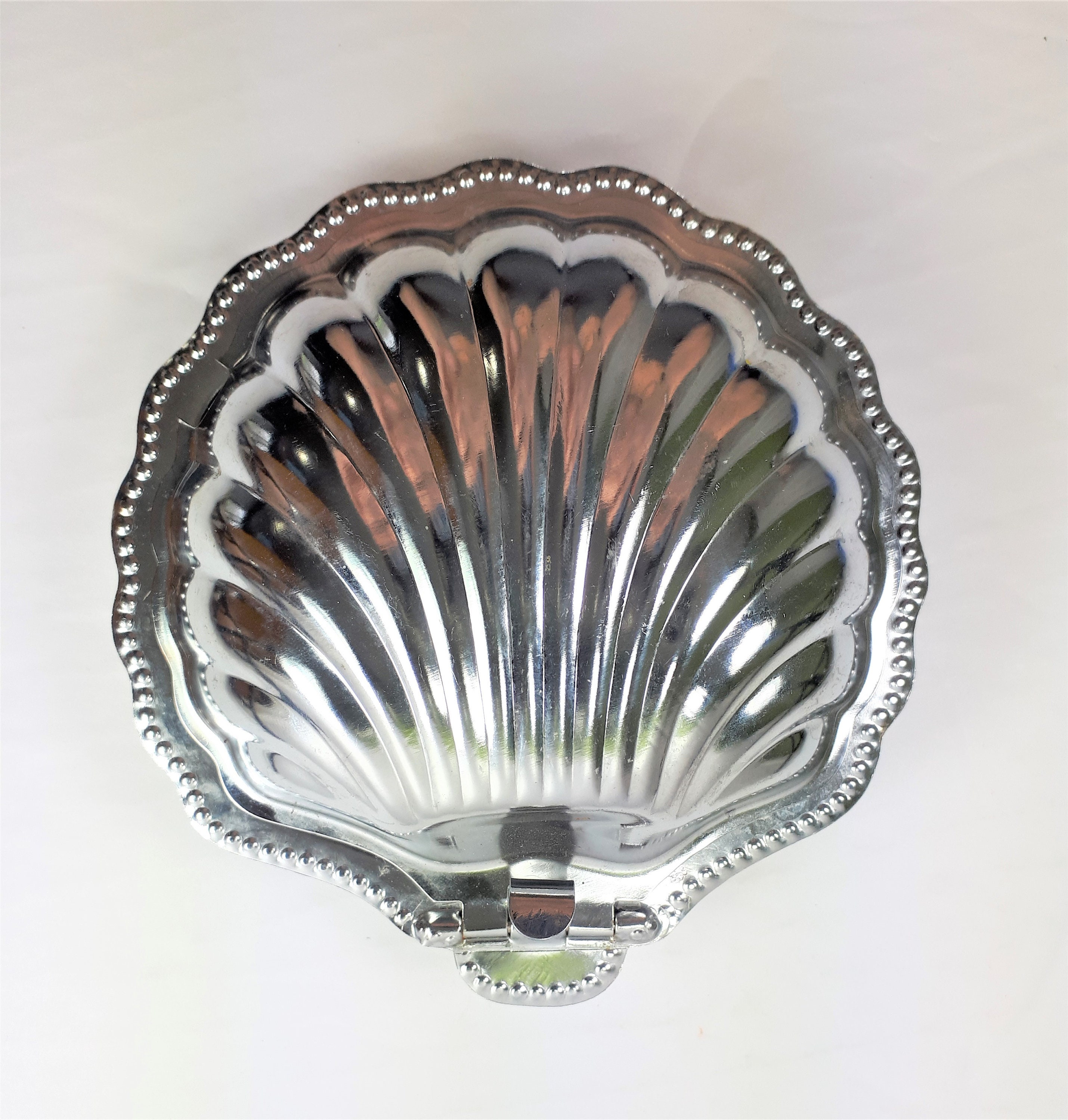 Silver Shell Sugar Bowl with Blue Glass Insert Chrome Sugar Etsy