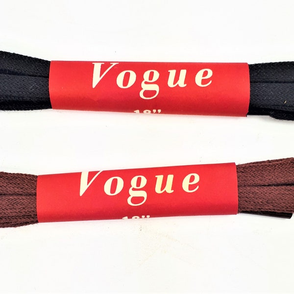 1950s Vogue Black or Brown Shoelaces, 18 Inches, Cotton, Made in Canada, Mens Shoelaces, Dress Shoes, New Old Stock, Vintage