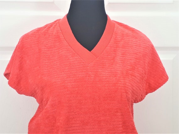 Bright Pink French Terry Cloth Pullover Shirt, La… - image 3