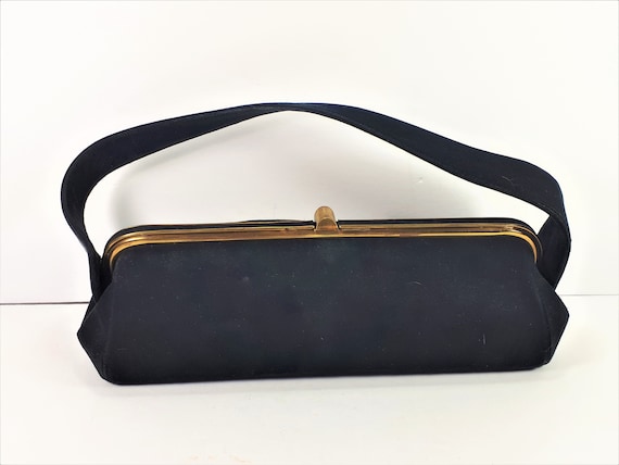 Tarkor Bags Navy Blue Suede Handbag Evening Bag Gold Hardwear and Trim Wrist Purse Vintage 1960s Etsy Hong Kong