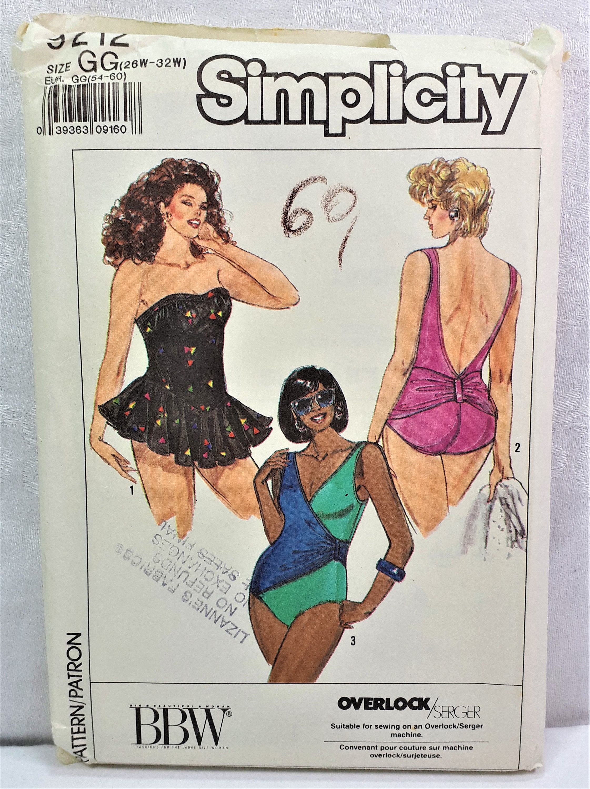 Simplicity 9212 Pattern Womens One Piece Swimsuit Bathing Suit