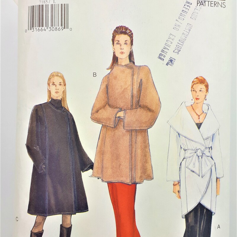 1990's Vogue Cape Pattern in 3 lengths with Asymmetrical Closing - Bust 30.5-36