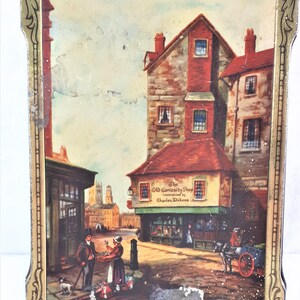 Dickens Tin The Old Curiosity Shop Olde England Street Scene Harry Vincent Tin Toffee Tin Candy Tin Sweets Tin Vintage