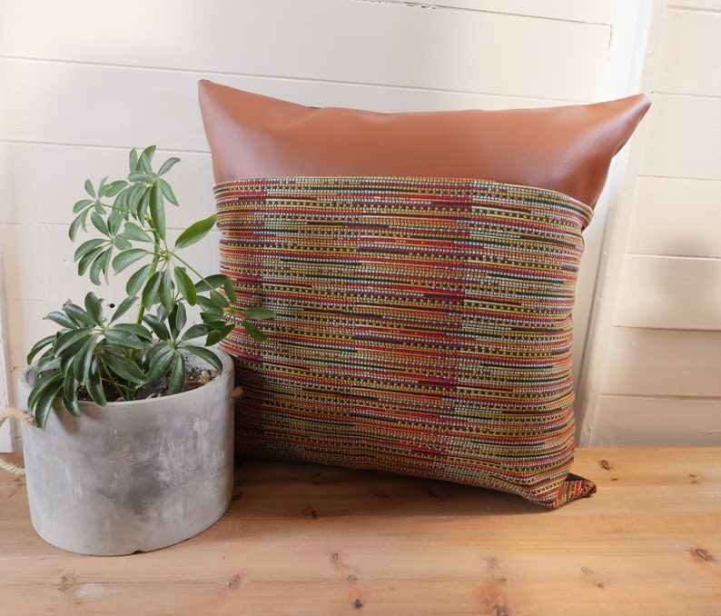 Boho Pillow Cover 18 x 18 Faux Leather Bohemian Etsy