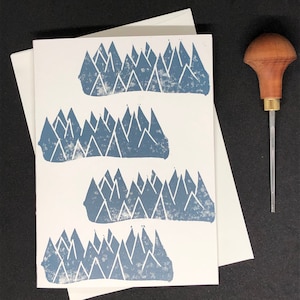 Cartões comemorativos - Dê uma olhada, arte original em linóleo, 5 x 7 pol., qualquer ocasião, cartão comemorativo em branco com envelope