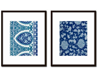 Chinoiserie Floral Ornament Print Set No. 1 , Giclee, Art Print, Botanical Print, Coastal Art, Prints,