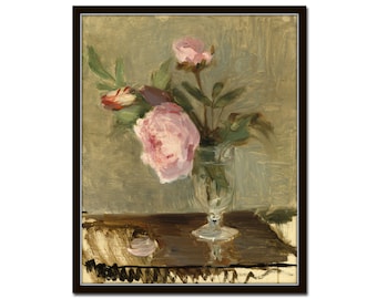 Vintage Peonies Painting, Vintage Painting, Botanical Art Print, Giclee, Peony Print, Wall Art