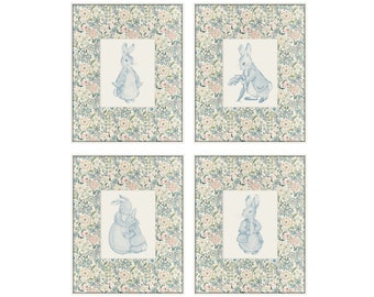 Peter Rabbit Collage Print Set No. 1, Nursery Art Prints, Nursery Decor, Girls Room, Boys Room, Grandmillennial Nursery, William Morris Art