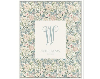 Custom Monogram Print, Printable Wall Art, William Morris Art, Wedding Gift, New Home Gift, Custom Family Gift, Baby Gift, Nursery Decor