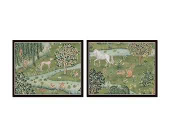 William Morris Owl and Willow Print Set, William Morris Textile Prints, Wall Art, Giclee Prints