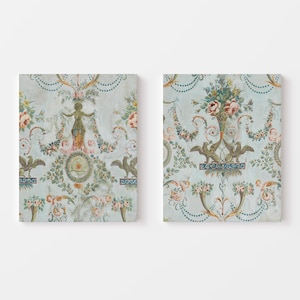 Gallery Wrapped Canvas French Antique Wallpaper Set No. 1, Ready to Hang Stretched Canvas, Canvas Art, New Trad Decor, Chinoiserie Art