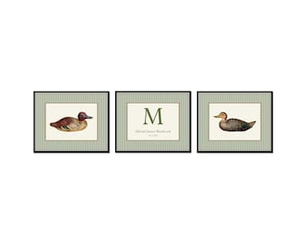 Custom Vintage Duck Decoy Set, Gift for Men, Duck Custom Family Art, Personalized Wall Art, Boys Room Art, Personalized Nursery Art Decor