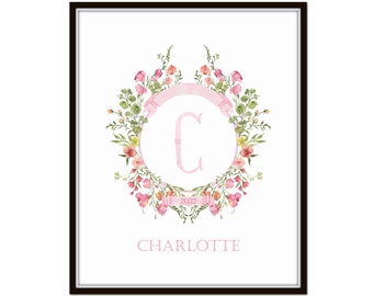 Custom Monogram Crest Print, Family Crest, New Home Gift, Grandmillennial Decor, Family Gift, Baby Gift, Custom Nursery Decor