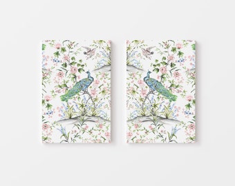 Gallery Wrapped Canvas French Chinoiserie Watercolor Set No. 1, Bird and Botanical, Botanical Prints, Bird Prints, Chinoiserie Art