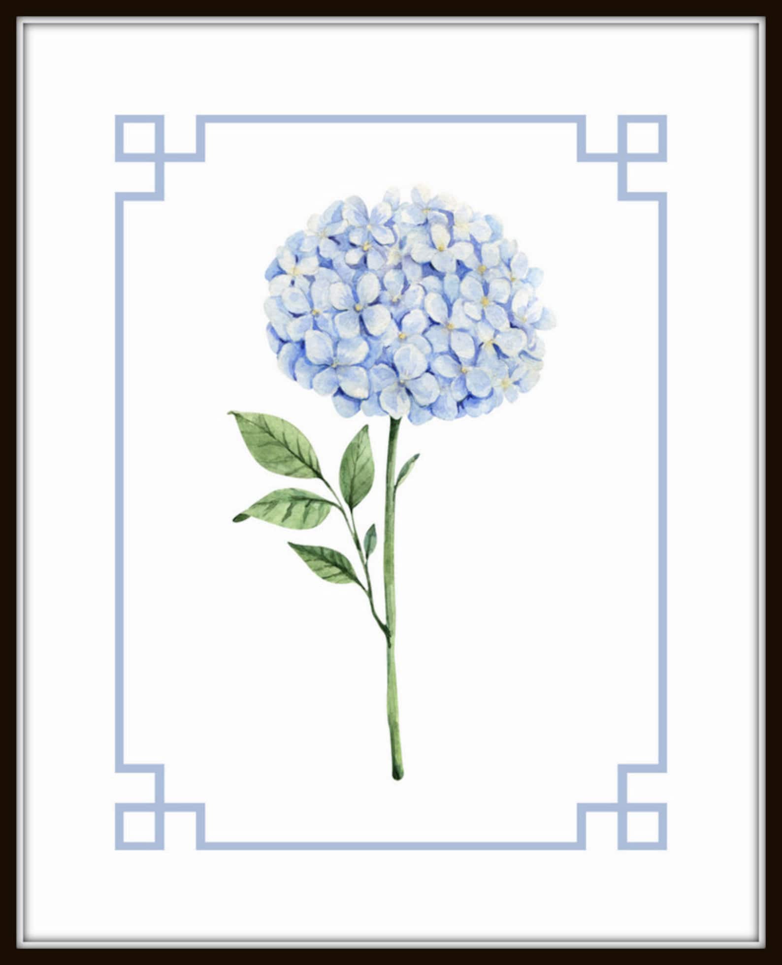Personalized Chinoiserie Blue Hydrangea Print Set No. 2, Art Prints ...
