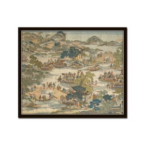 Chinoiserie Dragon Boat Print, Vintage Textile Art, Chinoiserie Art Print, Asian Art