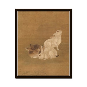 Three Rabbits Print, Rabbit Print, Chinese Art, Vintage Art, Asian Art, Nursery Art, Chinoiserie Art