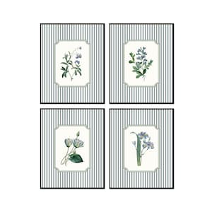 Blue Striped French Botanical Art, French Flower Prints, Botanical Art, Botanical Print Set, Wall Art, Home Decor, Grandmillennial Art Decor